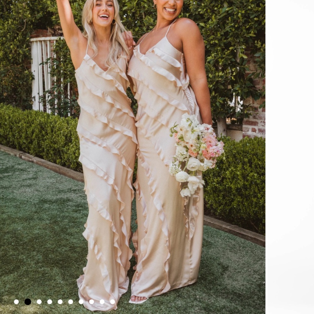 Show Me Your Mumu: Romance Ruffle Dress ~ Champagne Luxe Satin
S